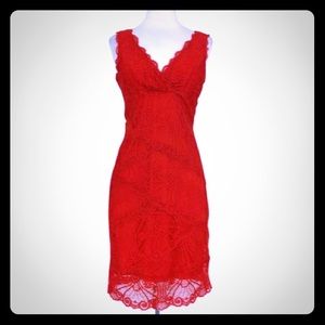 Nicole Miller burnt red/orange lace cocktail dress